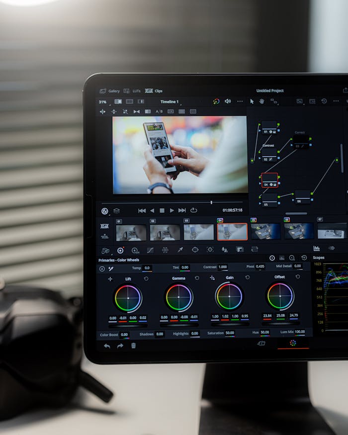A close-up view of video editing software displayed on a computer monitor.